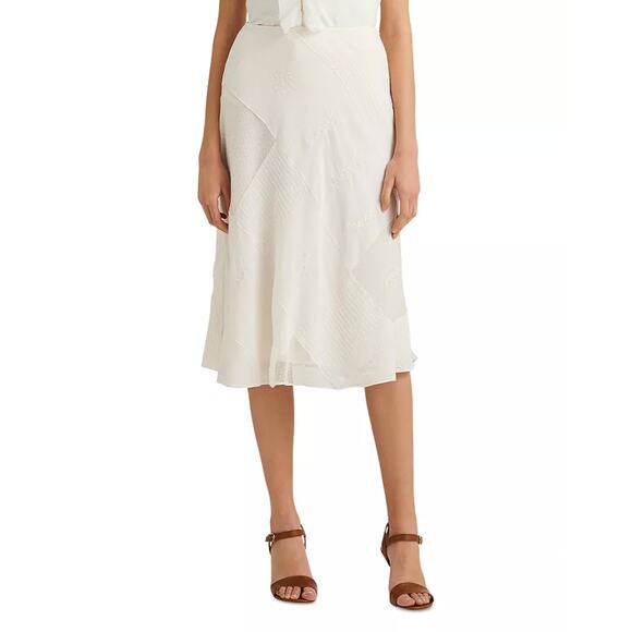Lauren Ralph Lauren Dresses & Skirts - LAUREN RALPH LAUREN Women's Mesh Lace Midi Flared Skirt Size 6 White NWT
